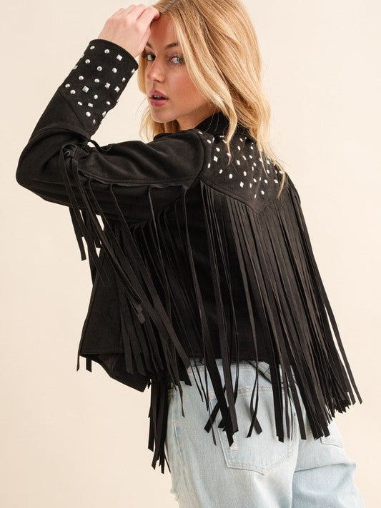 Fringe Studded Suede Jacket