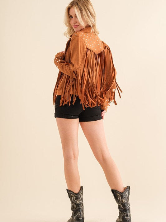 Fringe Studded Suede Jacket