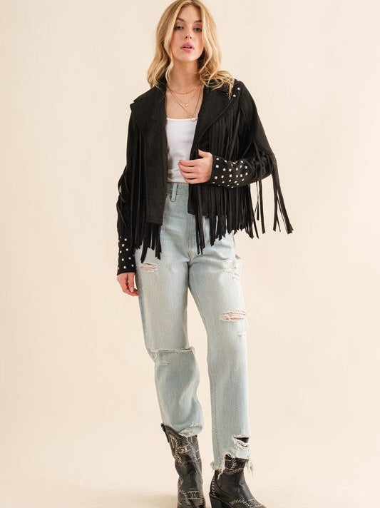 Fringe Studded Suede Jacket