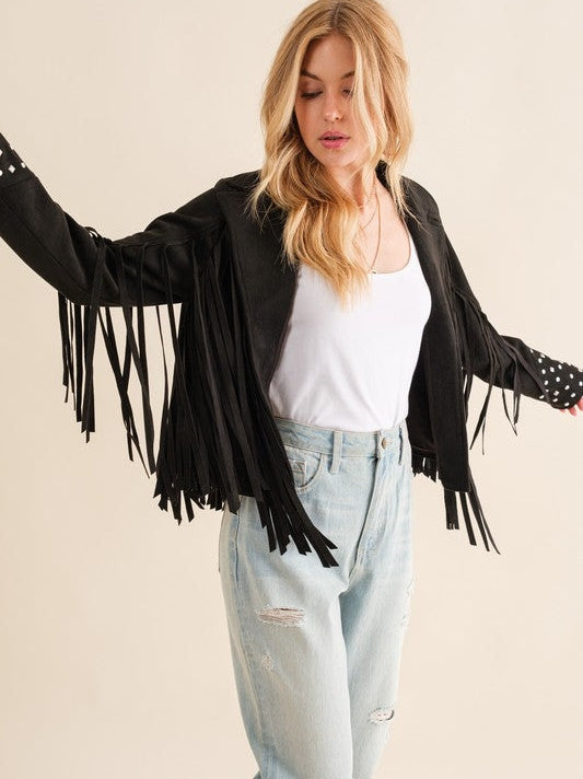 Fringe Studded Suede Jacket
