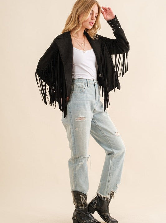 Fringe Studded Suede Jacket