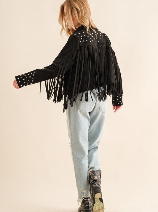 Fringe Studded Suede Jacket