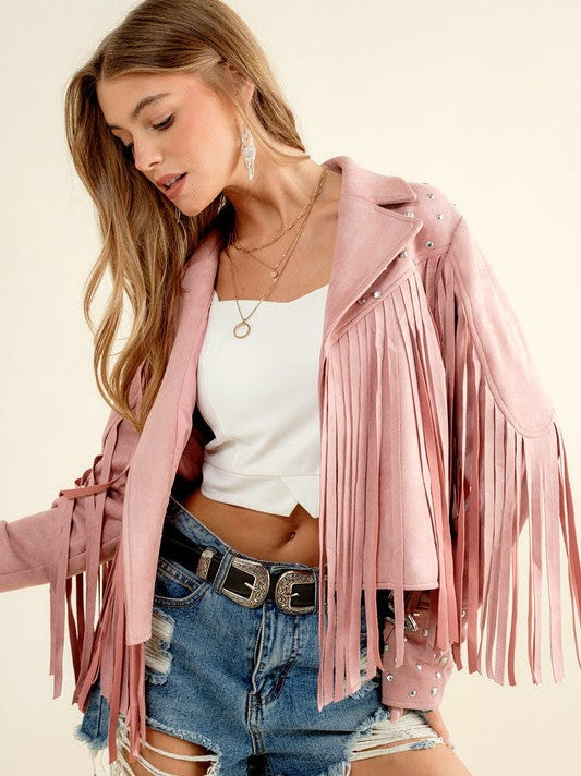 Fringe Studded Suede Jacket