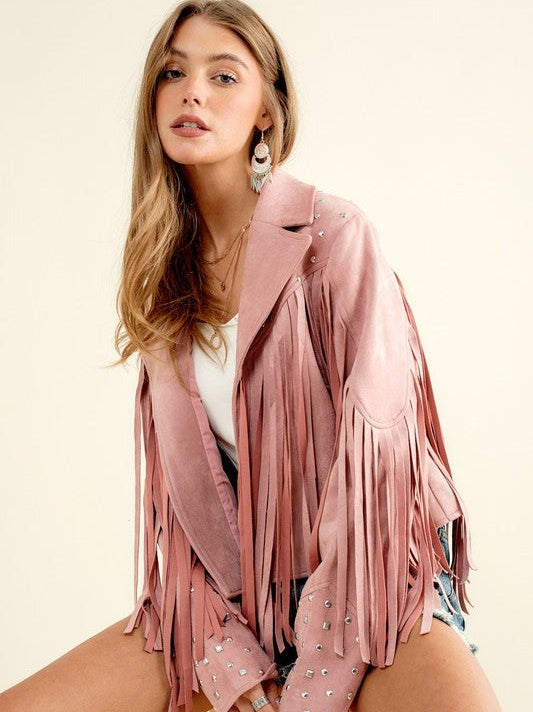 Fringe Studded Suede Jacket