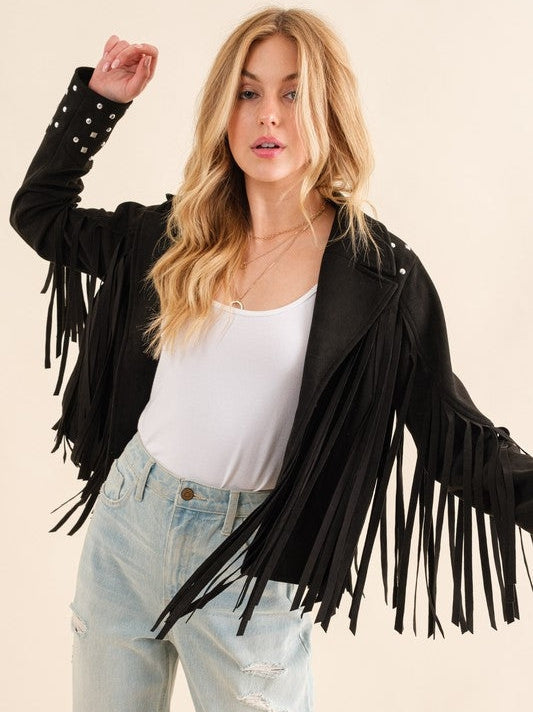 Fringe Studded Suede Jacket