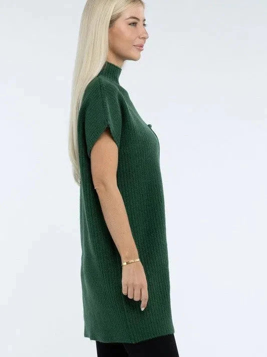Short Sleeve Sweater Dress with Pocket