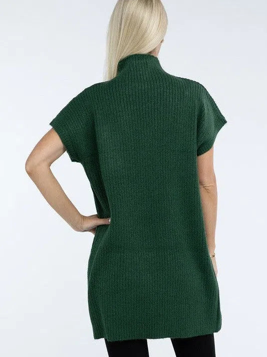 Short Sleeve Sweater Dress with Pocket