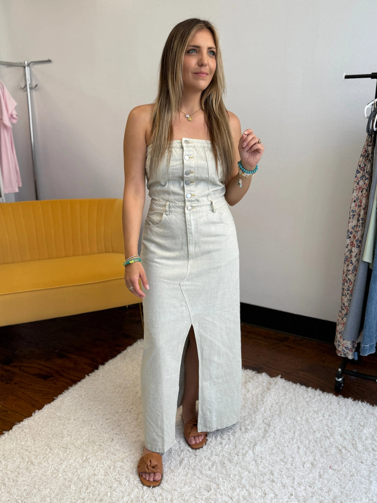 Strapless Light Wash Denim Dress