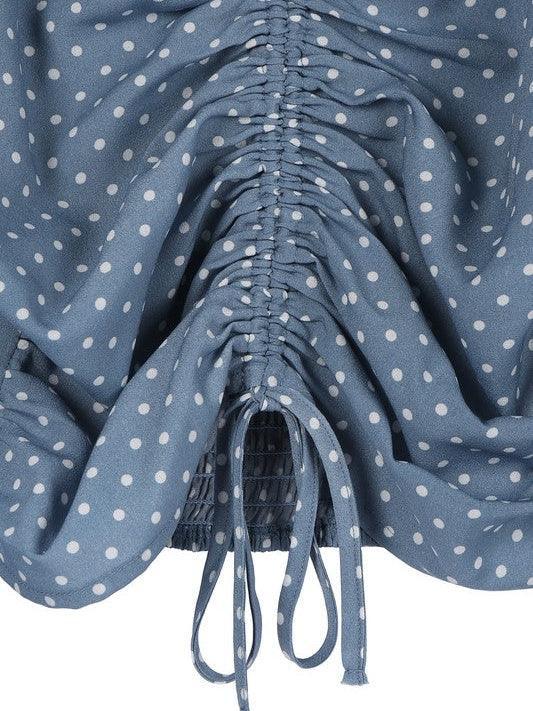 Dotted Blue Sky Ruched Crop Top