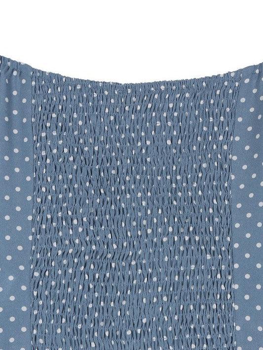 Dotted Blue Sky Ruched Crop Top