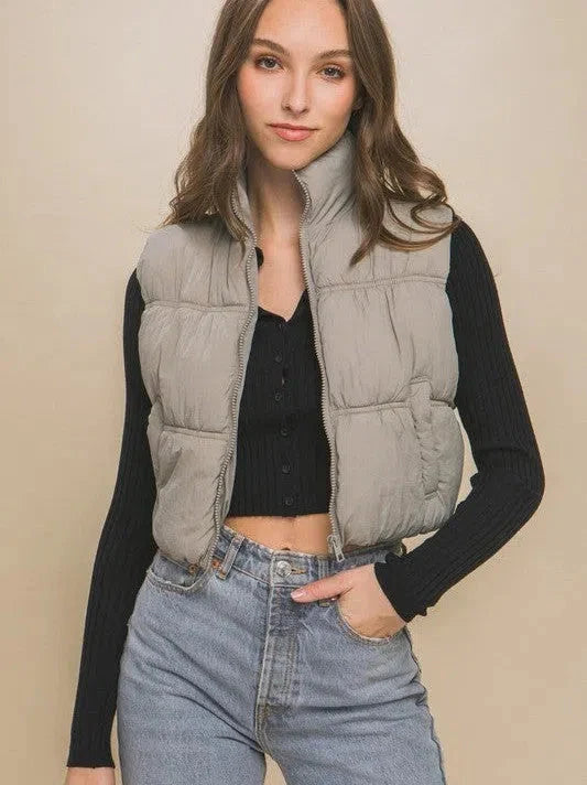High Neck Puffer Vest