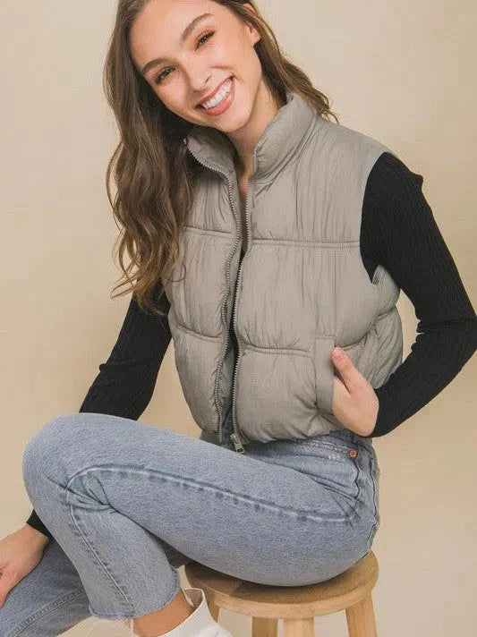High Neck Puffer Vest