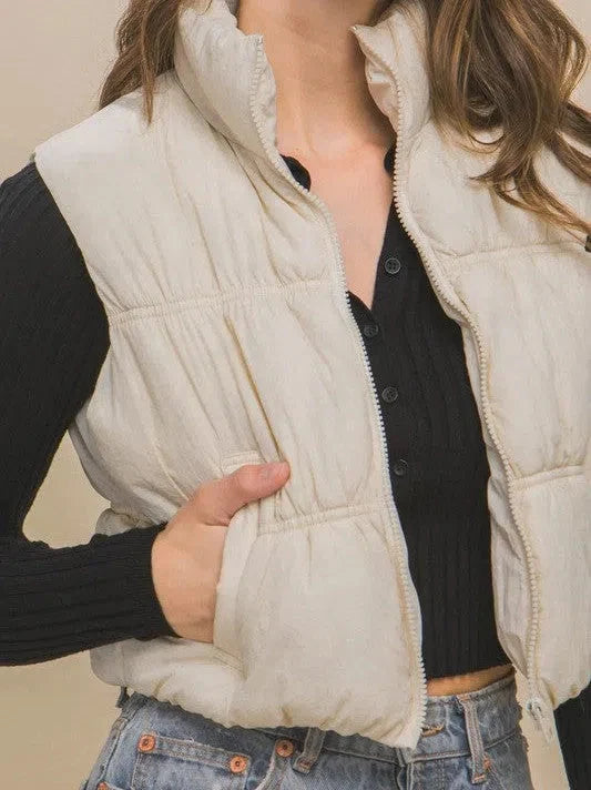 High Neck Puffer Vest