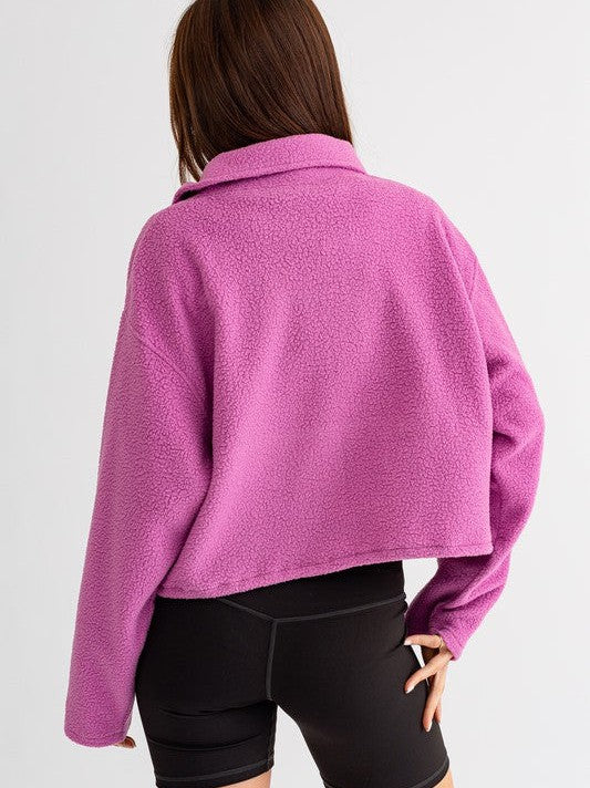 Fleece Pullover Sweater with Pocket Detail