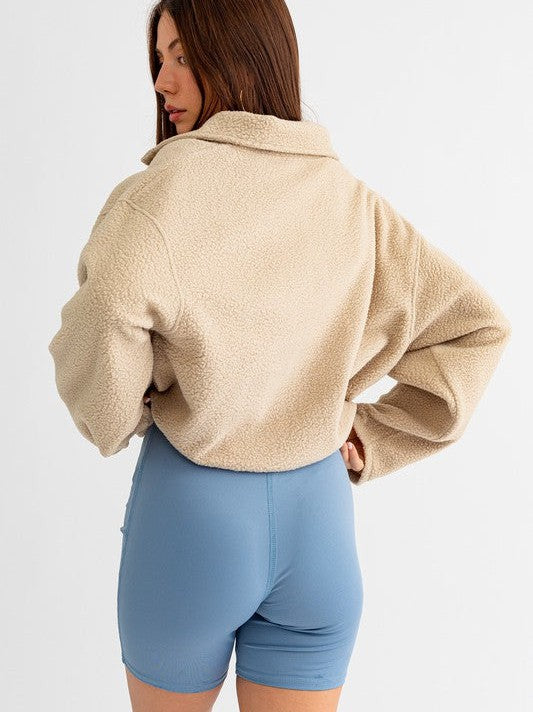 Fleece Pullover Sweater with Pocket Detail
