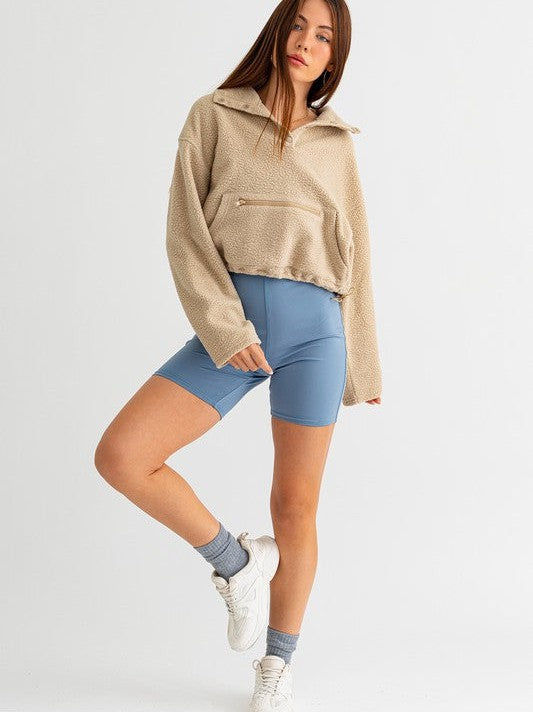 Fleece Pullover Sweater with Pocket Detail