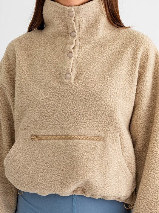 Fleece Pullover Sweater with Pocket Detail