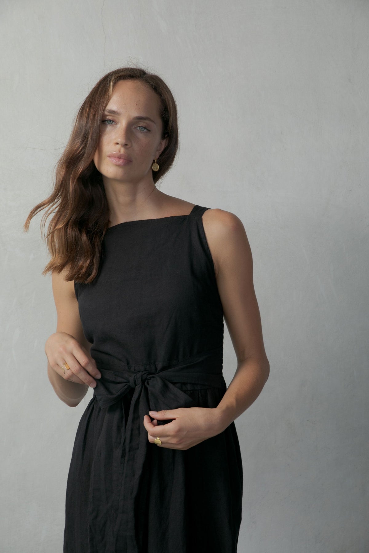 Linen Midi Dress Black