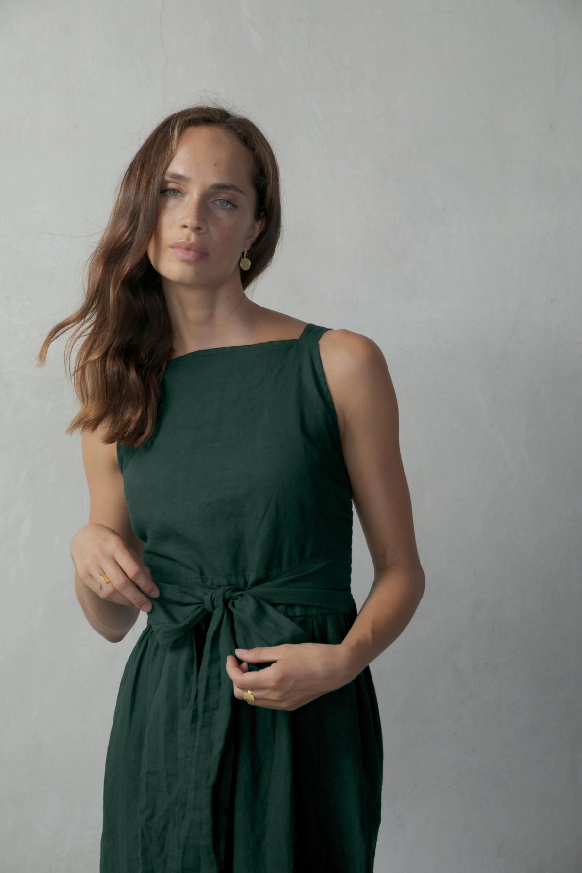 Linen Midi Dress Green
