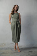 Linen Midi Dress Khaki