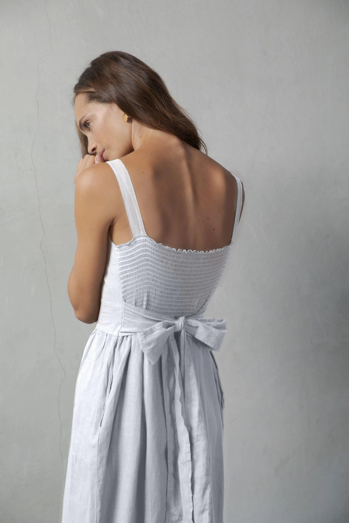 Linen Midi Dress White