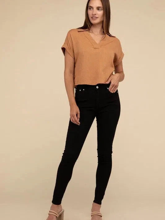 Short Sleeve Linen Top