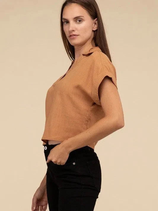 Short Sleeve Linen Top
