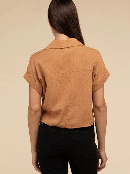 Short Sleeve Linen Top