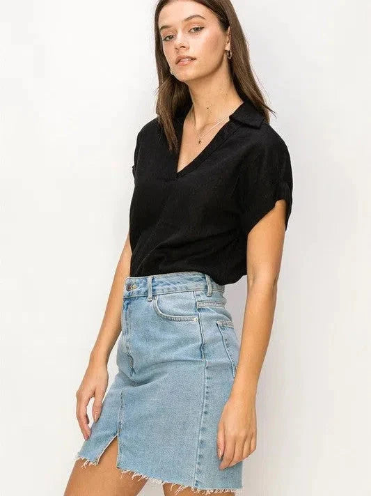Short Sleeve Linen Top