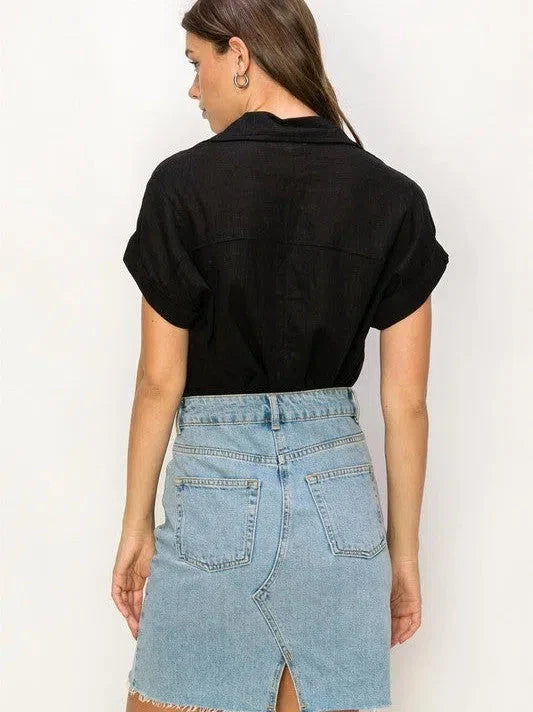 Short Sleeve Linen Top