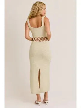 Square Neck Sleeveless Crochet  Dress