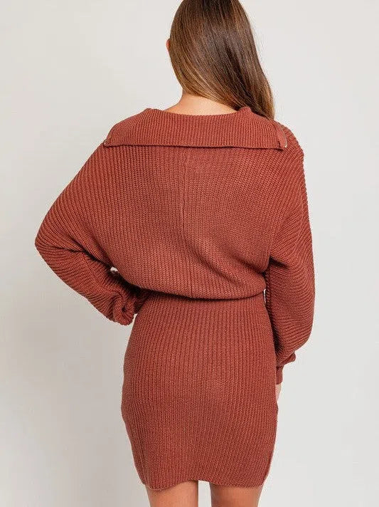 Zipper Sweater Dress