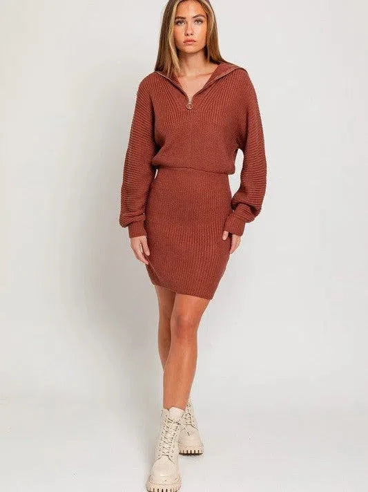 Zipper Sweater Dress