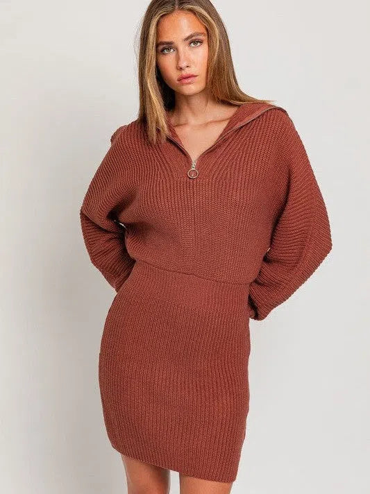 Zipper Sweater Dress