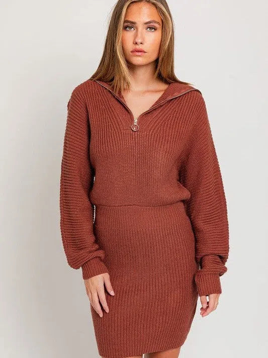 Zipper Sweater Dress