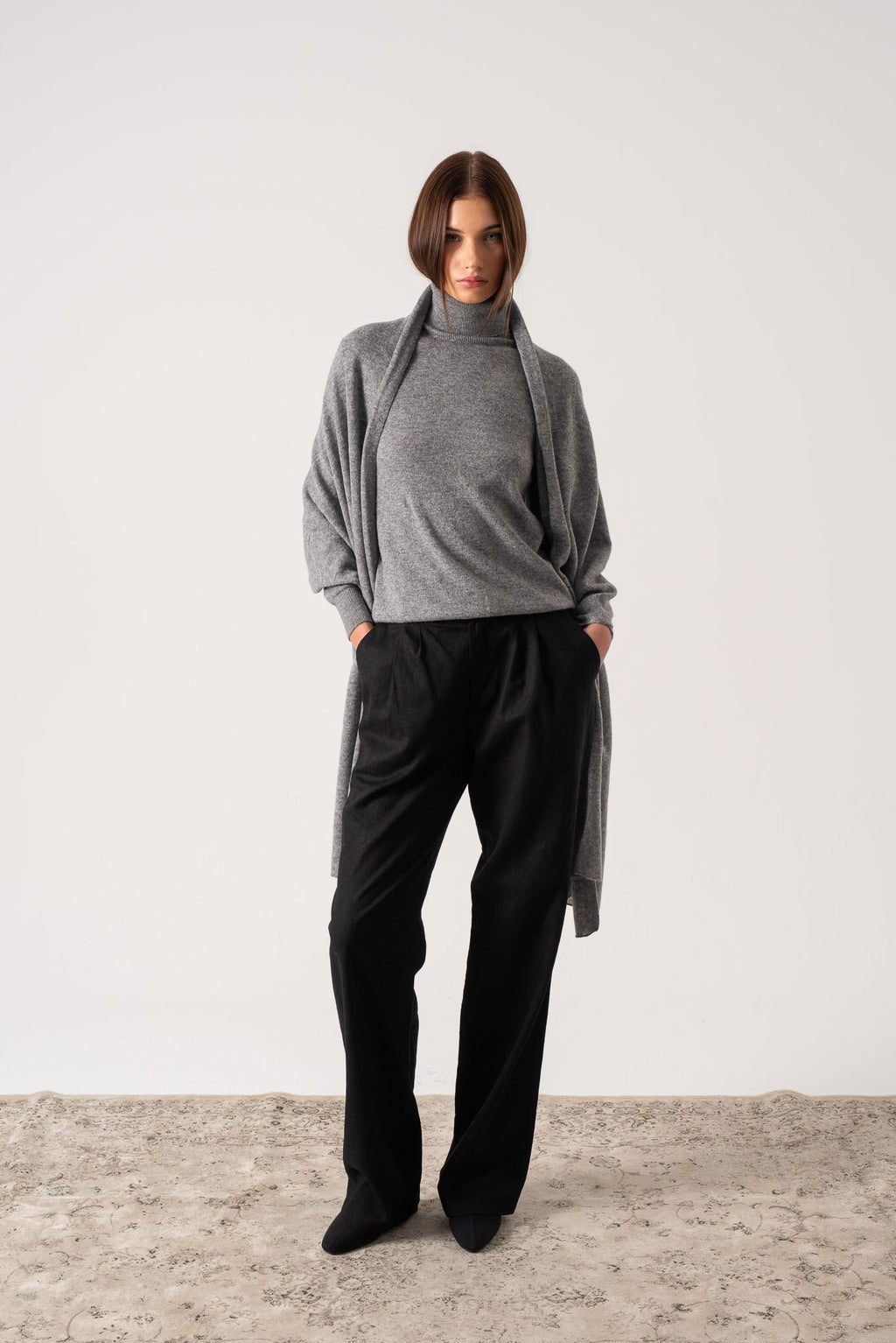 100% Cashmere Wrap Mélange Grey