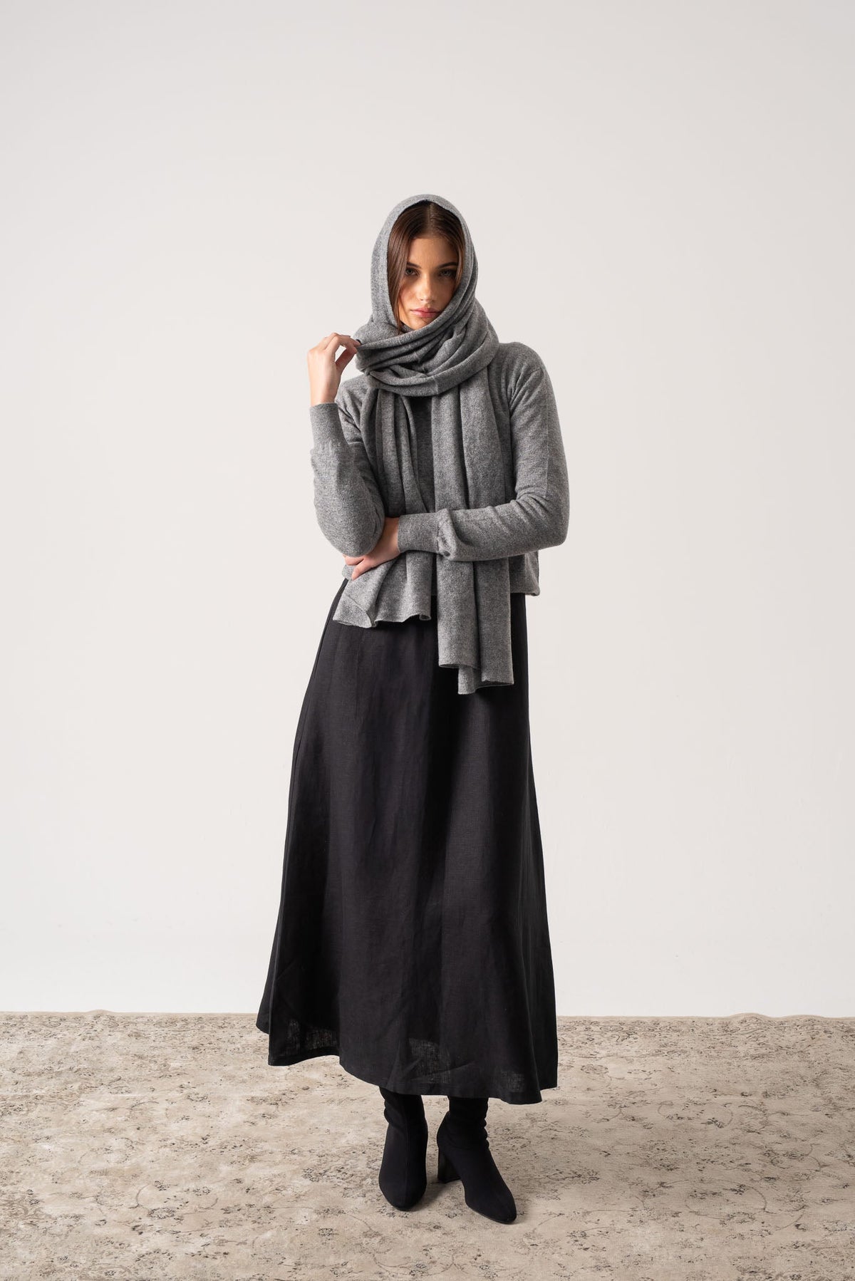 100% Cashmere Wrap Mélange Grey