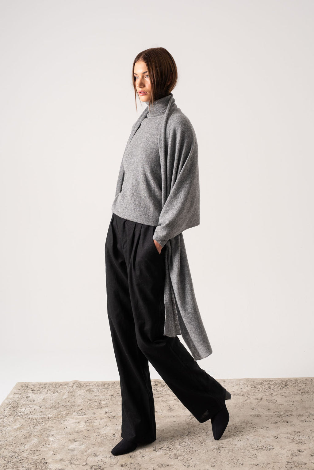 100% Cashmere Wrap Mélange Grey