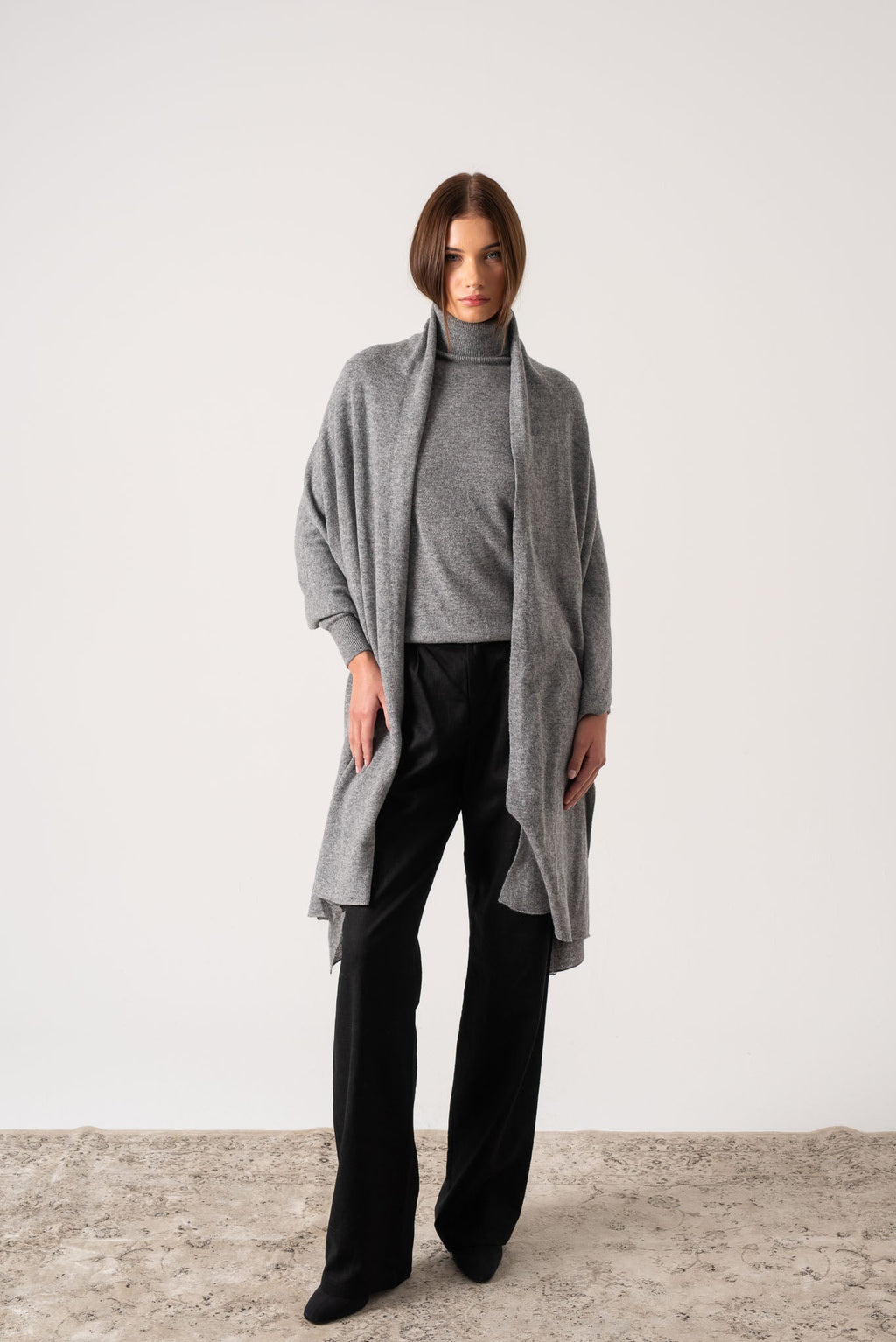100% Cashmere Wrap Mélange Grey