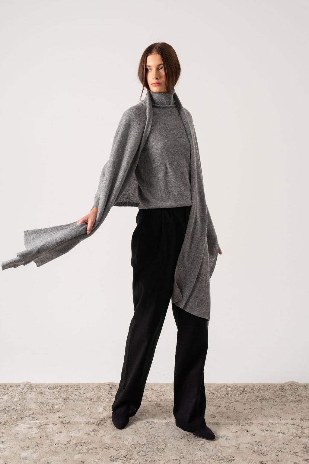 100% Cashmere Wrap Mélange Grey