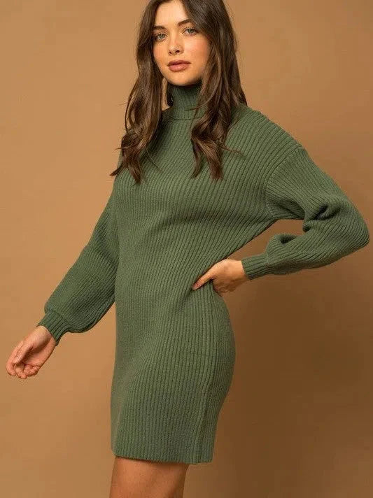 Balloon Sleeve Sweater Dress