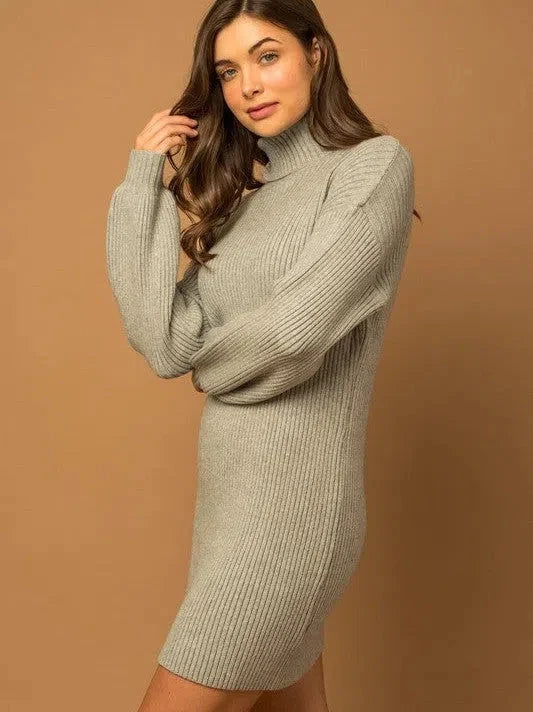 Balloon Sleeve Sweater Dress