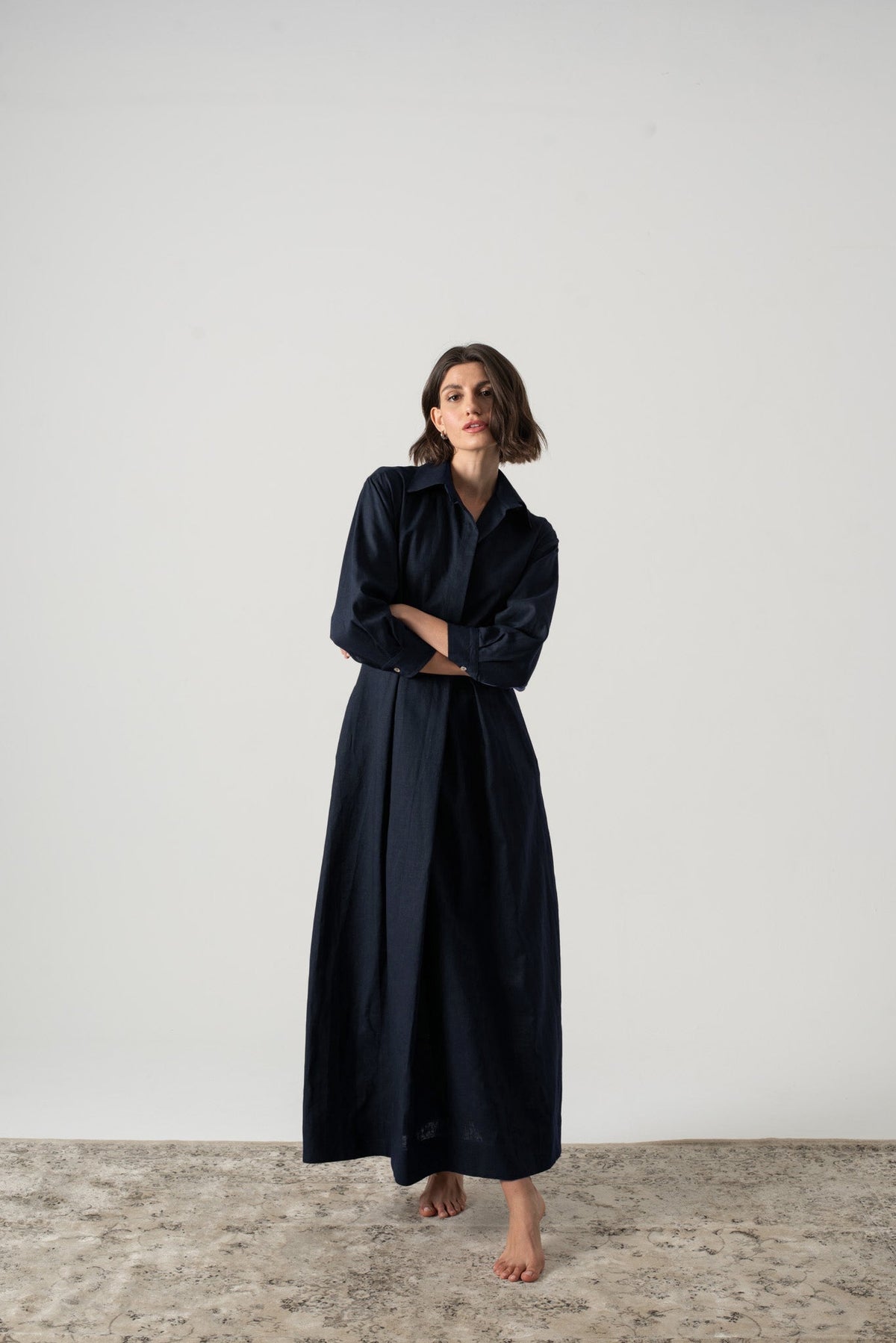 Halvar Linen Maxi Dress Navy
