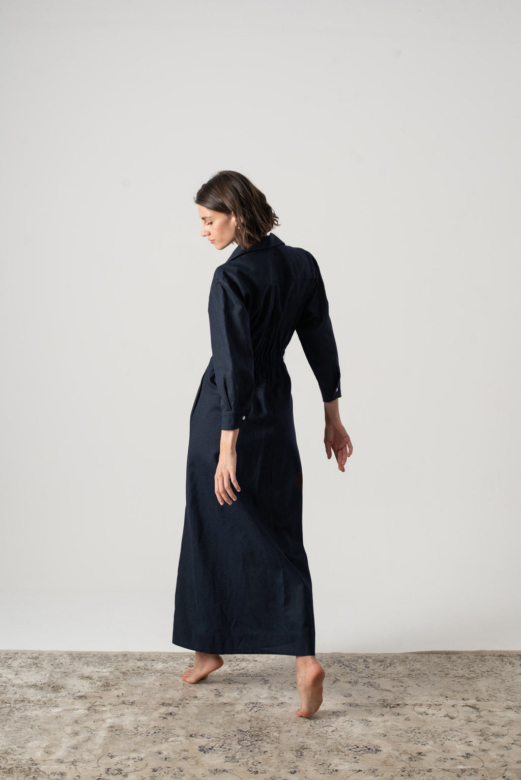 Halvar Linen Maxi Dress Navy