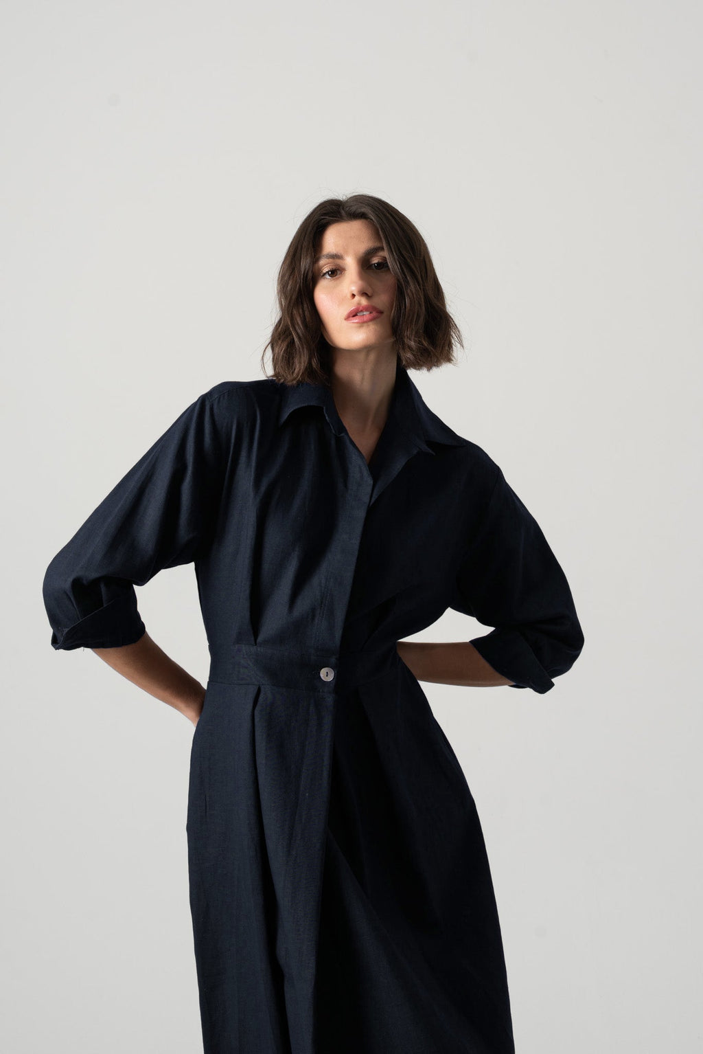 Halvar Linen Maxi Dress Navy