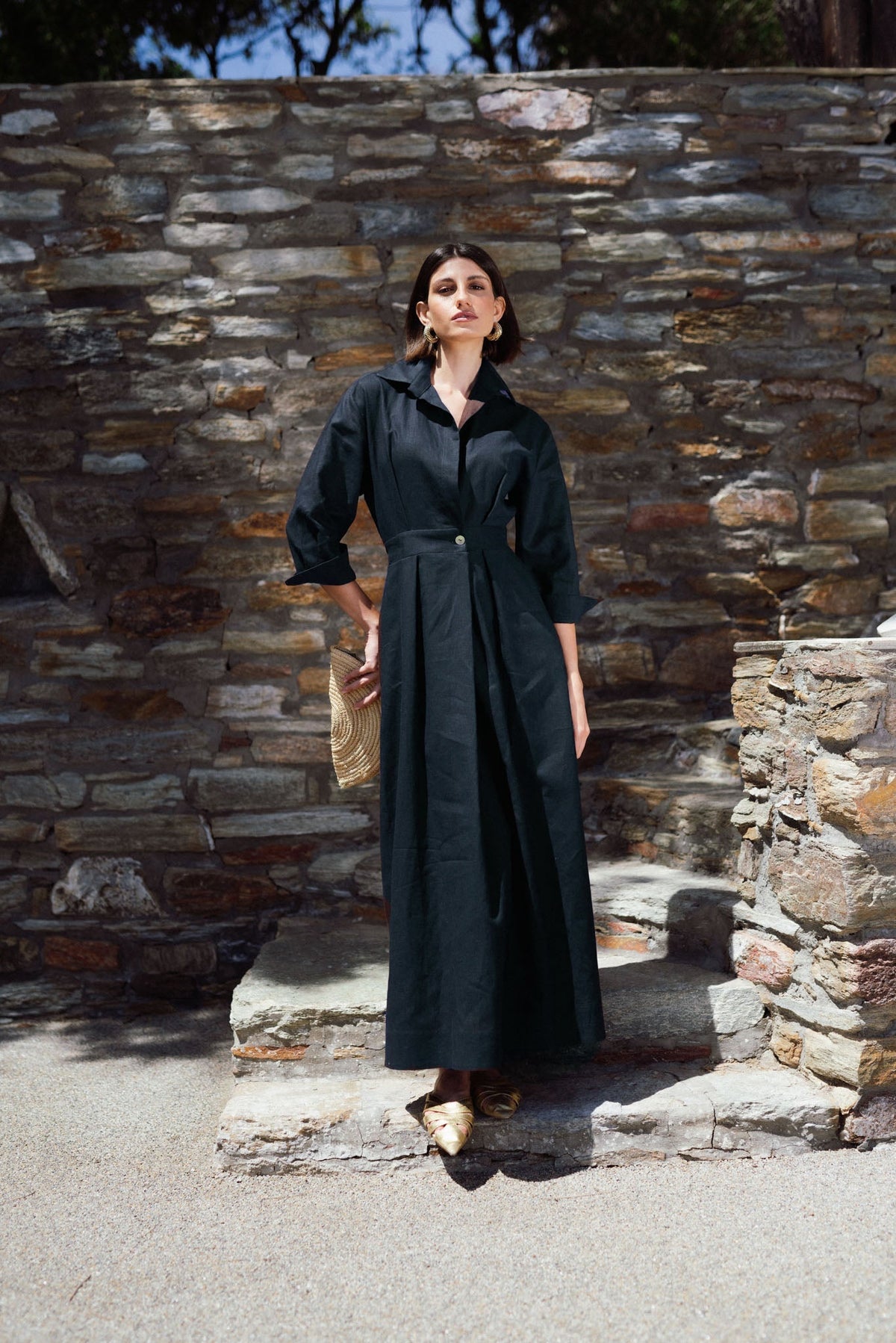 Halvar Linen Maxi Dress Navy