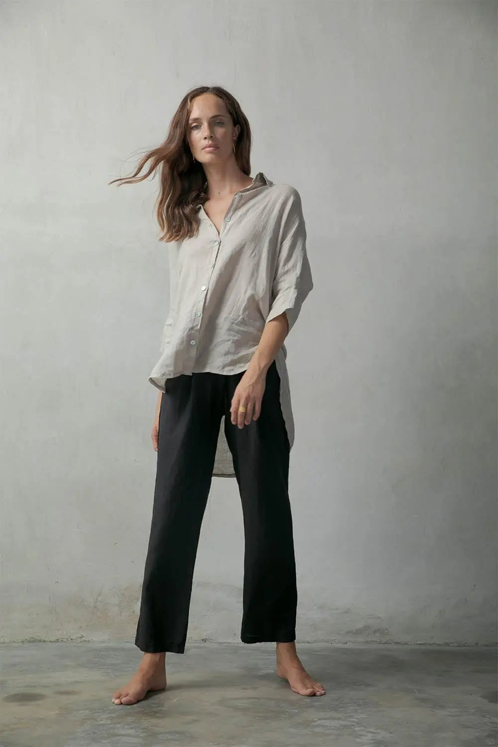 Il Ragazzo Boyfriend Linen Shirt Natural