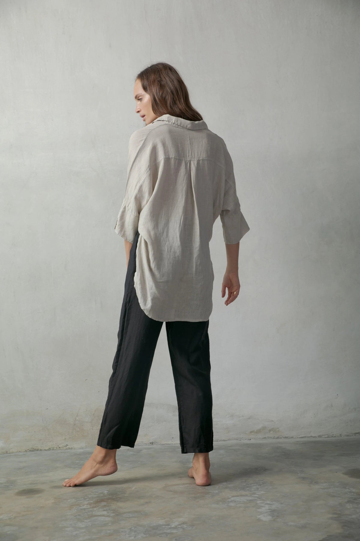 Il Ragazzo Boyfriend Linen Shirt Natural