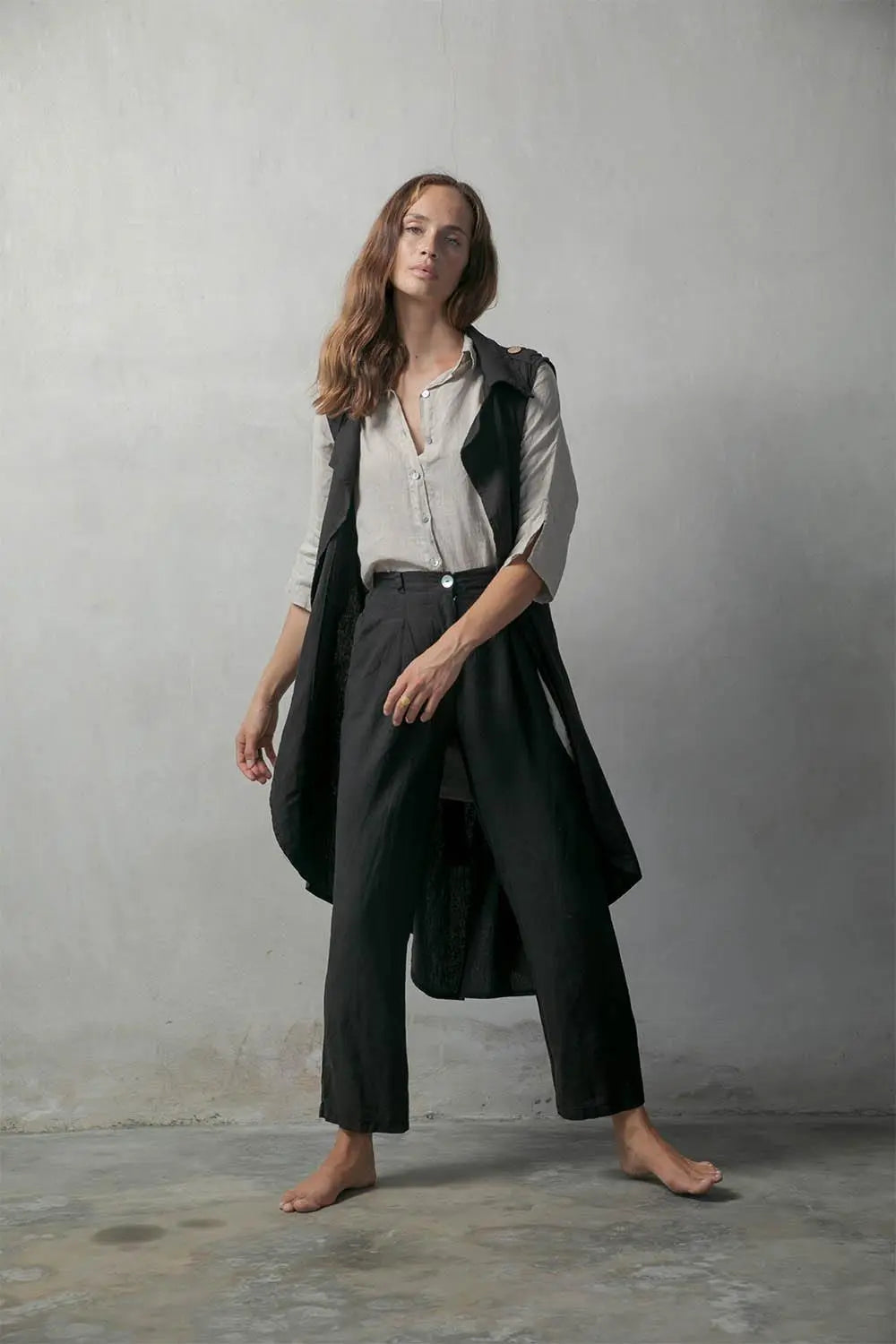 Il Ragazzo Boyfriend Linen Shirt Natural