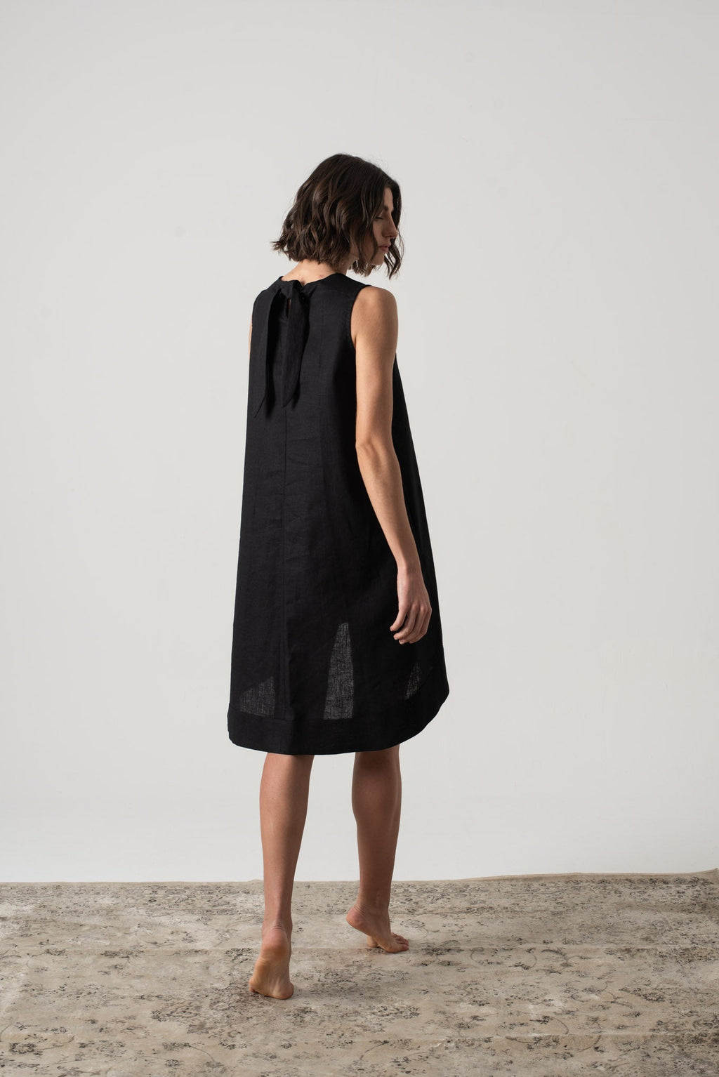Linen Midi Dress Black